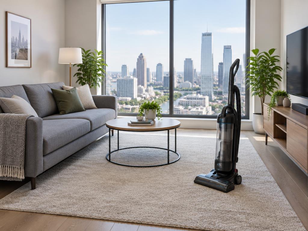 Freshly vacuumed apartment living room