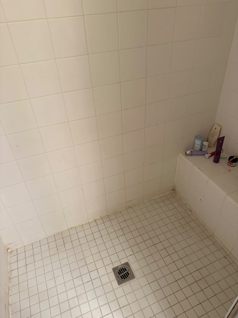 Before: Shower Grout Restoration by Nanda Souza Cleaning Services